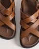 ASOS DESIGN ASOS DESIGN cross over strap sandals with buckle detailing in tan leather-Brown - 1
