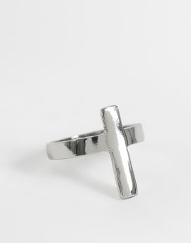 ASOS DESIGN ASOS DESIGN cross ring in silver tone