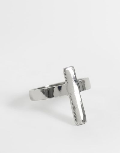 ASOS DESIGN ASOS DESIGN cross ring in silver tone