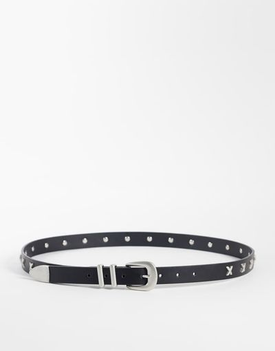 ASOS DESIGN ASOS DESIGN cross studded faux leather western belt in black