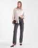 ASOS DESIGN ASOS DESIGN crushed satin contrast stitch longline shirt in ecru-White - 1