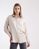 ASOS DESIGN ASOS DESIGN crushed satin contrast stitch longline shirt in ecru-White - 2