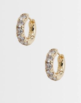 ASOS DESIGN ASOS DESIGN crystal cubic zirconia edge hoop earrings in gold