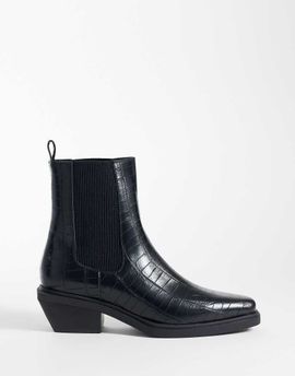 ASOS DESIGN ASOS DESIGN cuban heeled chelsea boots in black croc