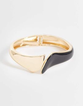 ASOS DESIGN ASOS DESIGN cuff bracelet with mixed black resin and gold tone