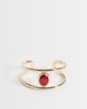 ASOS DESIGN ASOS DESIGN Cuff bracelet with red resin stone set detail in gold tone - 1