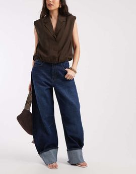 ASOS DESIGN ASOS DESIGN cuffed barrel leg jeans in vintage blue wash
