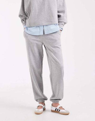 ASOS DESIGN ASOS DESIGN cuffed brushback sweatpants in gray heather