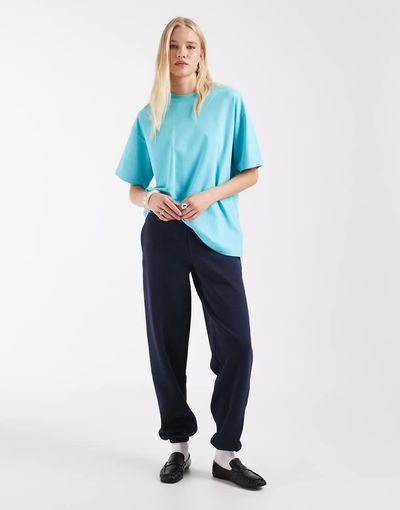 ASOS DESIGN ASOS DESIGN cuffed brushback sweatpants in navy