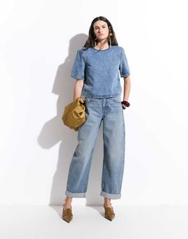 ASOS DESIGN ASOS DESIGN cuffed hem relaxed mom jeans in midwash blue