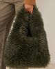 ASOS DESIGN ASOS DESIGN curly faux fur tote bag in khaki green-No color - 4
