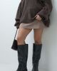 ASOS DESIGN ASOS DESIGN Curve Cadence block heel pull on knee boots in black - 1