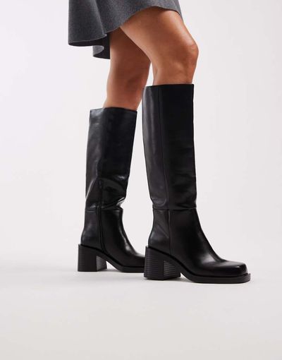 ASOS DESIGN ASOS DESIGN Curve Campbell chunky heeled knee boots in black