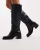 ASOS DESIGN ASOS DESIGN Curve Campbell chunky heeled knee boots in black - 2