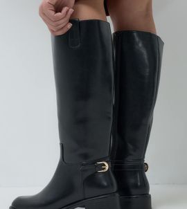 ASOS DESIGN ASOS DESIGN Curve Cecile flat riding knee boots in black