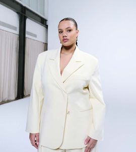 ASOS DESIGN ASOS DESIGN Curve double breasted blazer in yellow