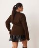 ASOS DESIGN ASOS DESIGN Curve knit structured crew neck cardigan with gold tone buttons in chocolate-Brown - 2