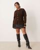 ASOS DESIGN ASOS DESIGN Curve knit structured crew neck cardigan with gold tone buttons in chocolate-Brown - 4