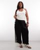 ASOS DESIGN ASOS DESIGN Curve satin wide leg pants with lace in black - 2