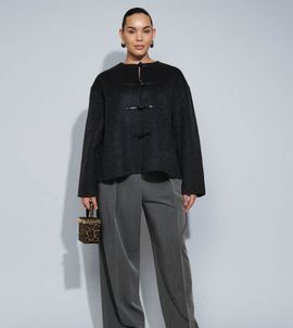 ASOS DESIGN ASOS DESIGN Curve Tailored barrel pants in gray melange