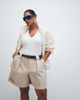 ASOS DESIGN ASOS DESIGN Curve Tailored belted turn up shorts in stone-Neutral - 2