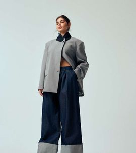 ASOS DESIGN ASOS DESIGN Curve tailored cuffed hem wide leg jeans in indigo-Navy