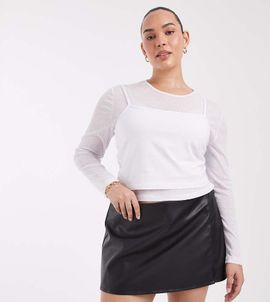 ASOS DESIGN ASOS DESIGN Curve Tailored faux leather pelmet mini skort in black