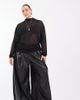 ASOS DESIGN ASOS DESIGN Curve Tailored leather look super wide pants in black crackle - 1