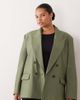 ASOS DESIGN ASOS DESIGN Curve tailored strong shoulders double breasted blazer in khaki green-No color - 1