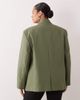 ASOS DESIGN ASOS DESIGN Curve tailored strong shoulders double breasted blazer in khaki green-No color - 4