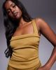 ASOS DESIGN ASOS DESIGN curved neckline midi dress with split in bronze in scuba-style fabric-Copper - 2