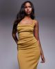 ASOS DESIGN ASOS DESIGN curved neckline midi dress with split in bronze in scuba-style fabric-Copper - 4
