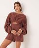 ASOS DESIGN ASOS DESIGN curved sleeves romper with pleating detail in chocolate-Brown - 1