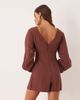 ASOS DESIGN ASOS DESIGN curved sleeves romper with pleating detail in chocolate-Brown - 3