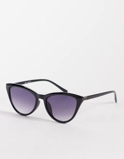 ASOS DESIGN ASOS DESIGN curved slim cat eye sunglasses in black