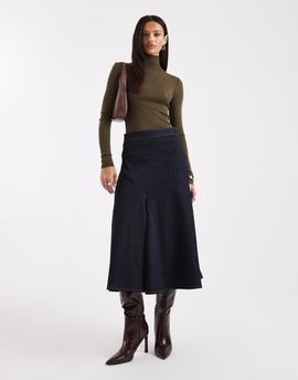 ASOS DESIGN ASOS DESIGN cut about godet midi skirt in indigo-Blue