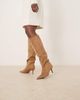 ASOS DESIGN ASOS DESIGN Cydney slouch pull on knee boots in sand suedette-Neutral - 1