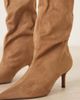 ASOS DESIGN ASOS DESIGN Cydney slouch pull on knee boots in sand suedette-Neutral - 3