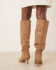 ASOS DESIGN ASOS DESIGN Cydney slouch pull on knee boots in sand suedette-Neutral - 4