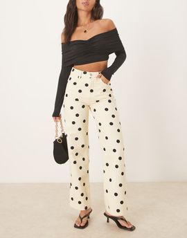 ASOS DESIGN ASOS DESIGN dad jeans in butter yellow polka dot print