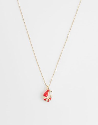 ASOS DESIGN ASOS DESIGN dainty necklace with mini shrimp pendant in gold tone-Multi