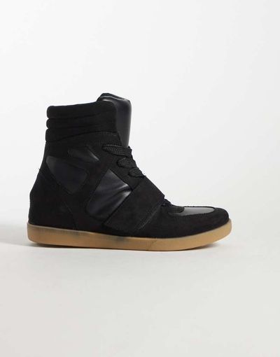 ASOS DESIGN ASOS DESIGN Damson concealed wedge sneakers in black suedette