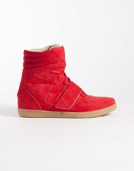 ASOS DESIGN ASOS DESIGN Damson concealed wedge sneakers in red microsuede
