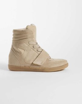 ASOS DESIGN ASOS DESIGN Damson concealed wedge sneakers in taupe suedette-Neutral