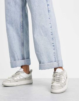 ASOS DESIGN ASOS DESIGN Daze multi lace skater sneakers with faux pearls-White