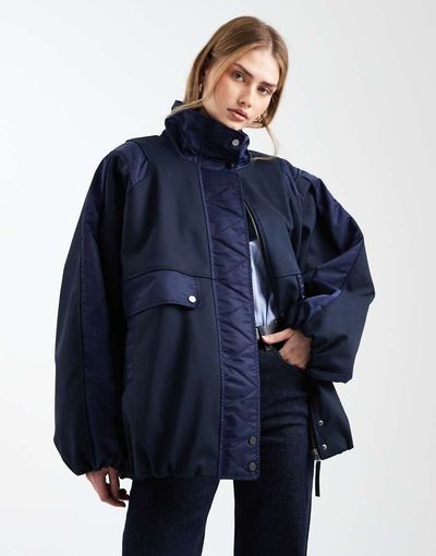 ASOS DESIGN ASOS DESIGN DECON 2.0 spliced bomber jacket in navy