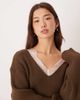 ASOS DESIGN ASOS DESIGN deep V-neck knit sweater with lace trim in brown - 3