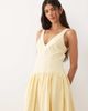 ASOS DESIGN ASOS DESIGN deep v neck dropped waist midi dress in lemon-Yellow - 2