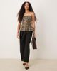 ASOS DESIGN ASOS DESIGN denim bandeau peplum top in leopard-Brown - 2