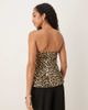 ASOS DESIGN ASOS DESIGN denim bandeau peplum top in leopard-Brown - 4